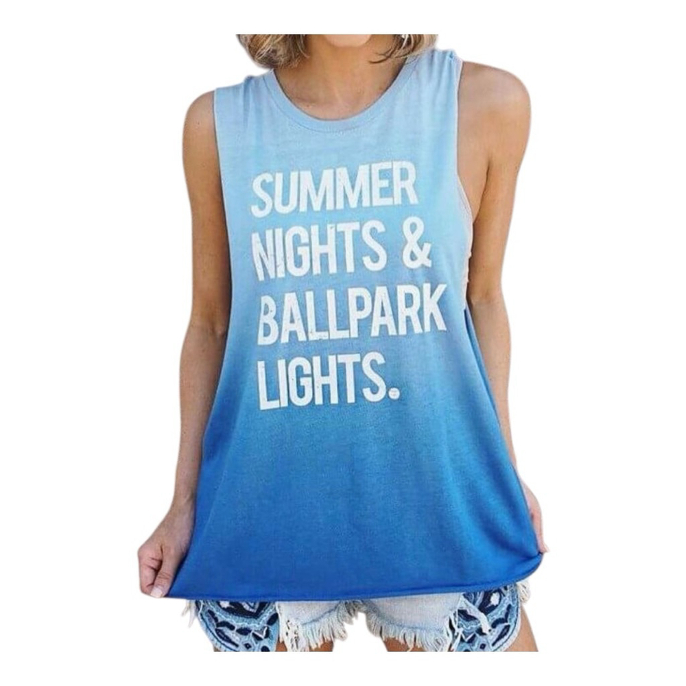 NWOT Women's Live Love Gameday Tank Top Size L Blue Ombré